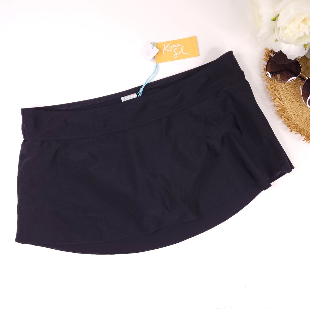 Kona Sol Black Skirtini Bikini Bottom S, L - Picture 2 of 6